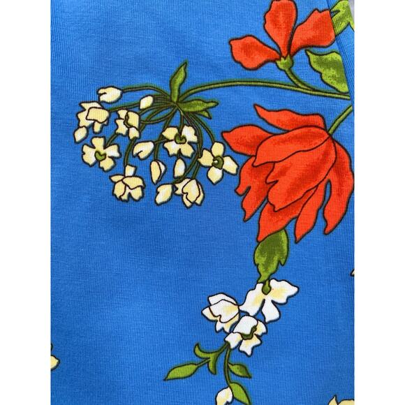 Lands End Dress Womens PM 10-12 Blue Floral Print 3/4 Sleeve Cotton Stretch - Picture 6 of 16